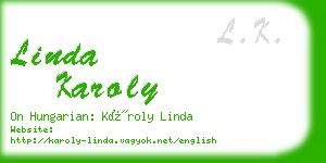 linda karoly business card